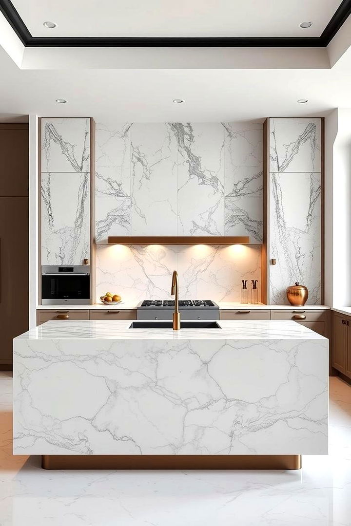 Marble Finishes - 22 Kitchen Island Back Panel Ideas