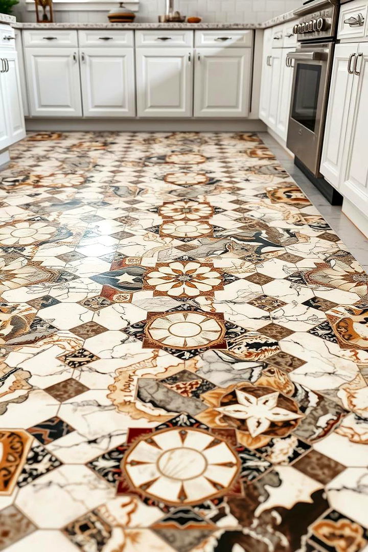 Marble Mosaic Creations - 22 Marble Kitchen Floor Ideas