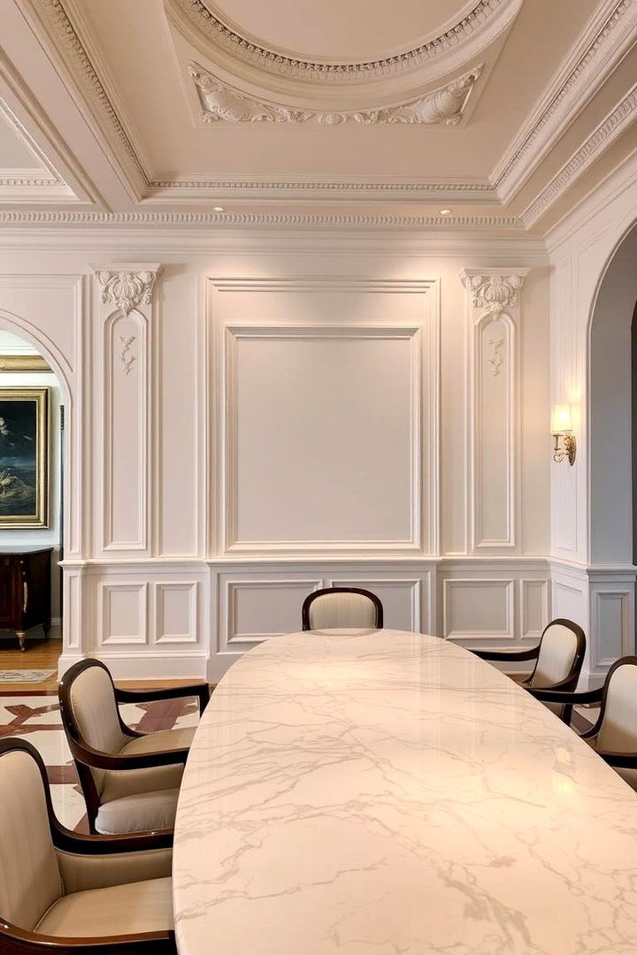 Marble Surfaces and Intricate Molding - 22 Luxury Dining Room Ideas