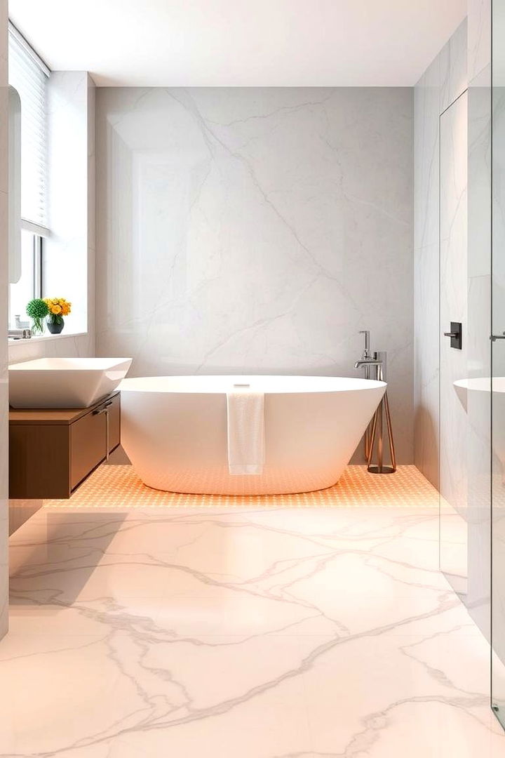 Marble Underfloor Heating Integration - 22 Marble Bathroom Ideas