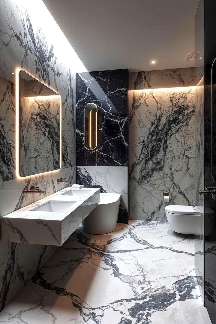 Marble and Metallic Finishes - 22 Marble Bathroom Ideas