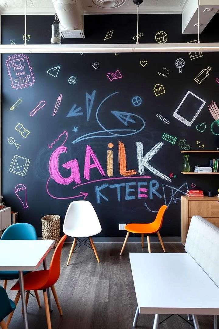 Matte Black Chalkboard Wall for Creativity - 22 Black Accent Wall Ideas