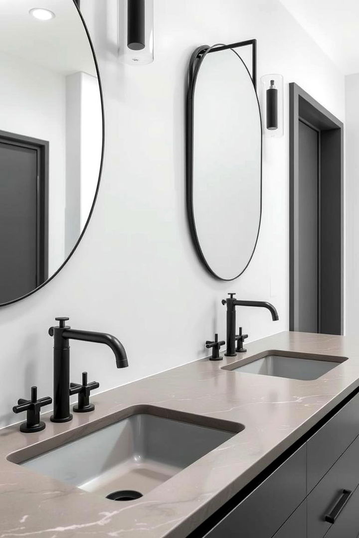 Matte Black Fixtures - 22 Black and Grey Bathroom Ideas