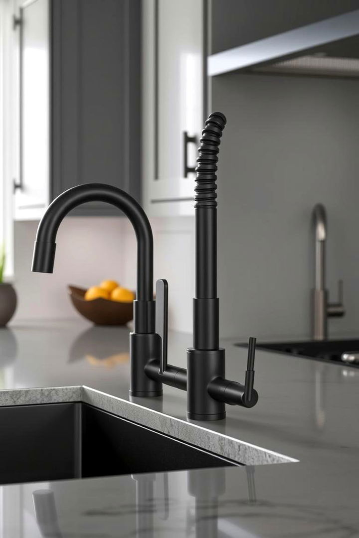 Matte Black Fixtures - 22 Gray and Black Kitchen Ideas