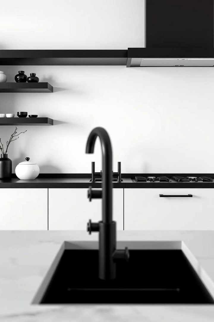 Matte Black Fixtures and Hardware - 22 Black and White Kitchen Ideas
