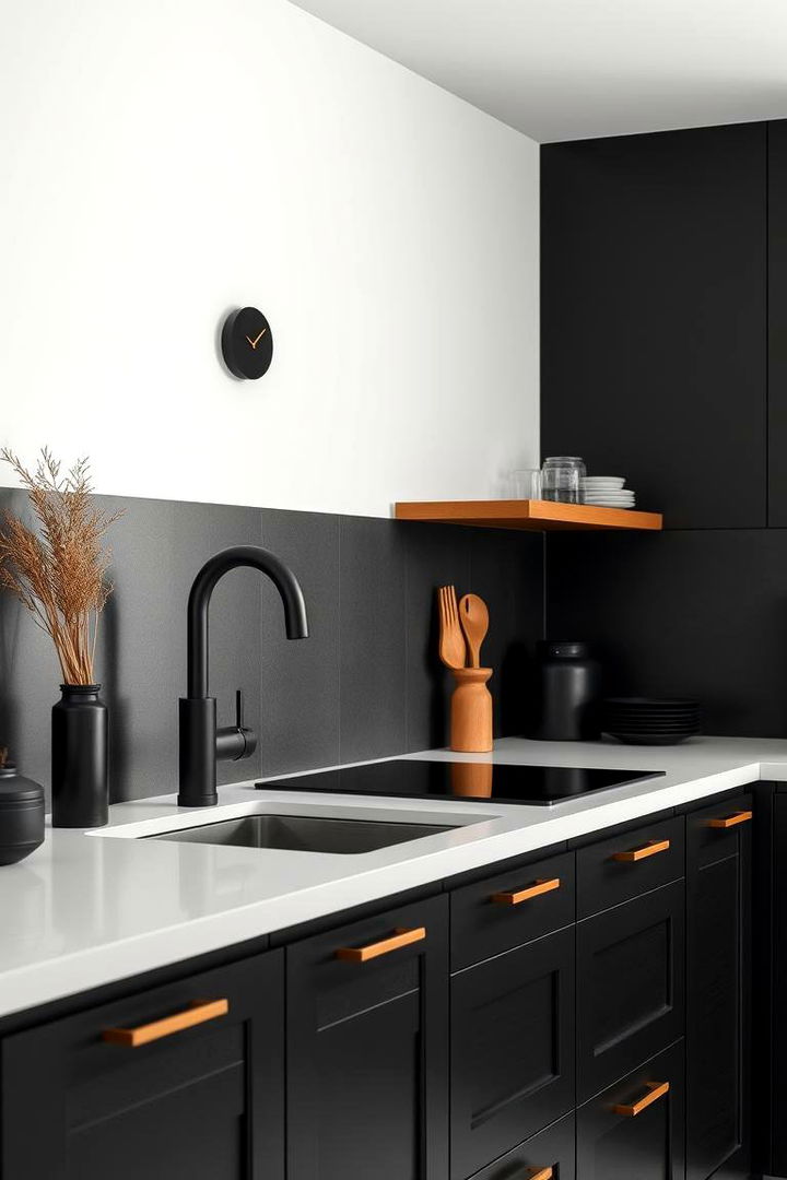 Matte Black Fixtures - 22 Black and Brown Kitchen Ideas