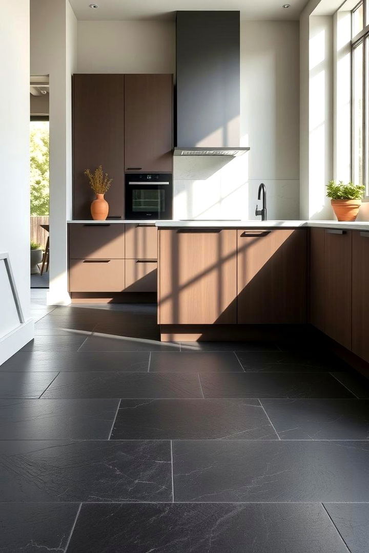 Matte Black Flooring Sophistication - 22 Black Kitchen Floor Ideas