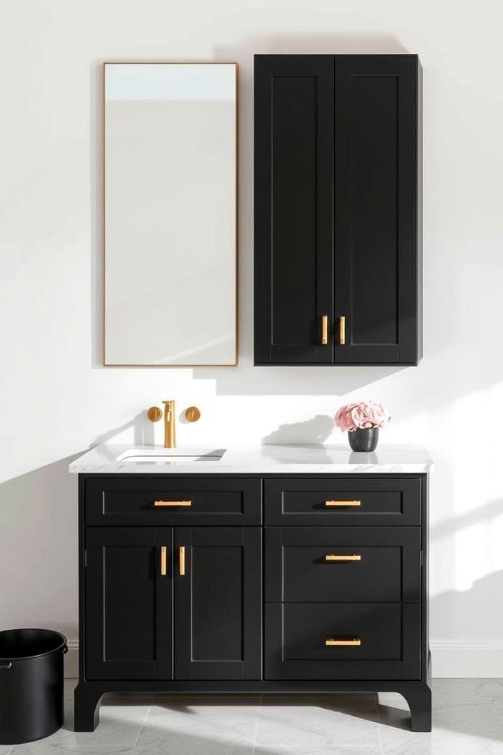 Matte Black Vanity - 22 Black and Gold Bathroom Ideas