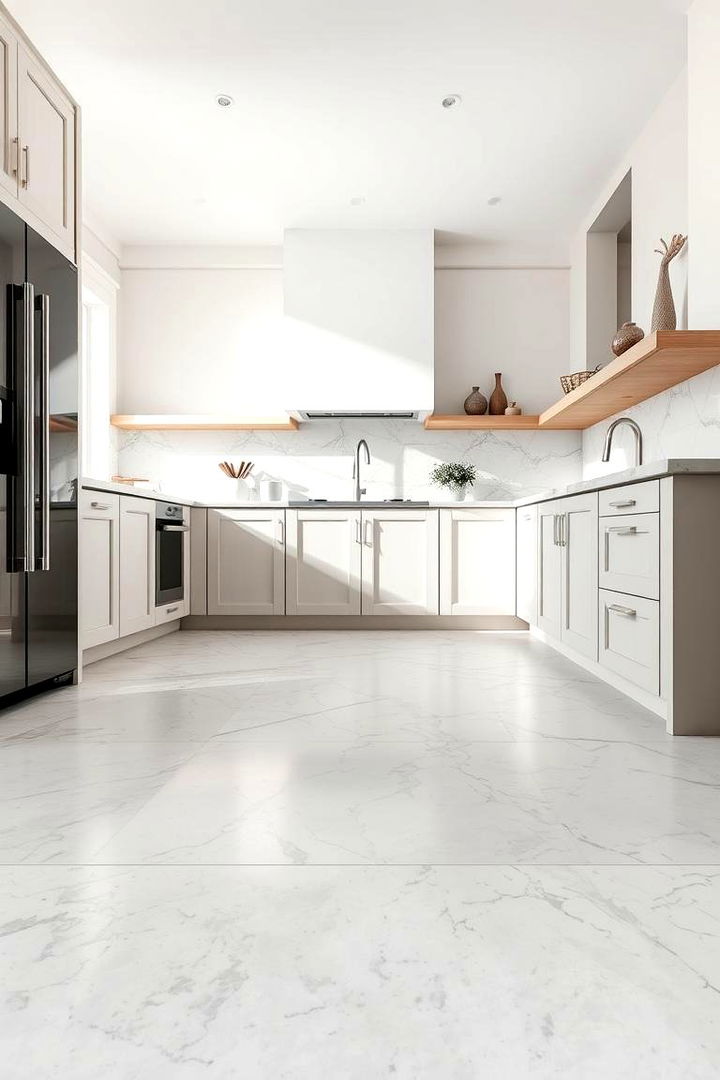 Matte Finish Marble Flooring - 22 Marble Kitchen Floor Ideas