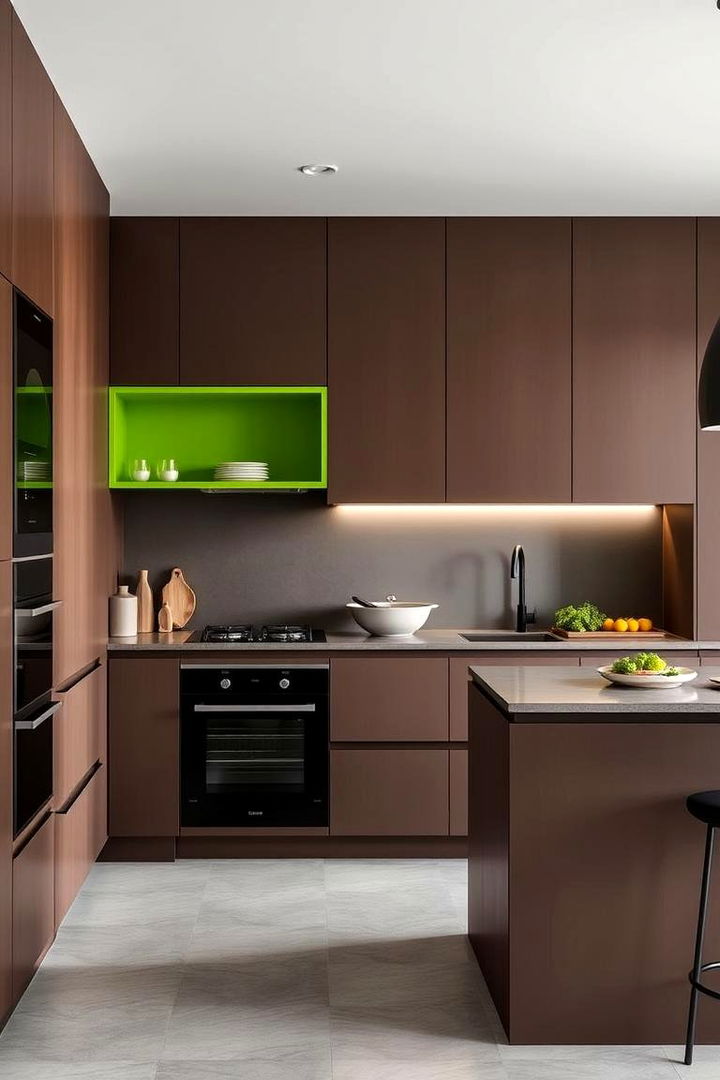 Matte Finish Modern - 22 Green and Brown Kitchen Ideas