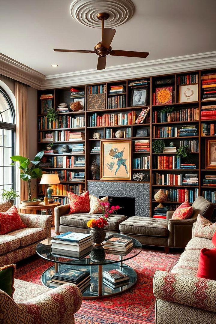 Maximalist Book Haven - 22 Living Room Bookshelf Ideas