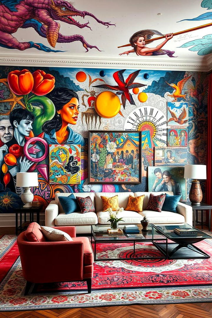 Maximalist Wall Art for Captivating Drama - 22 Eclectic Living Room Ideas