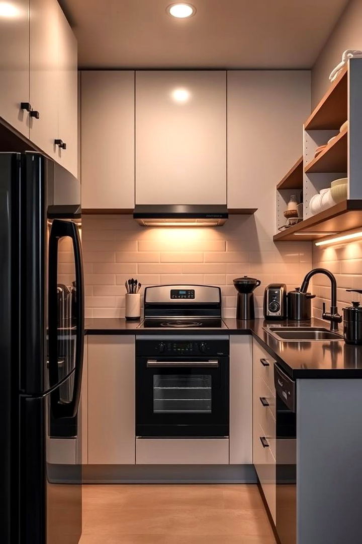Maximizing Clever Storage - 22 Small Kitchen with Black Appliances Ideas