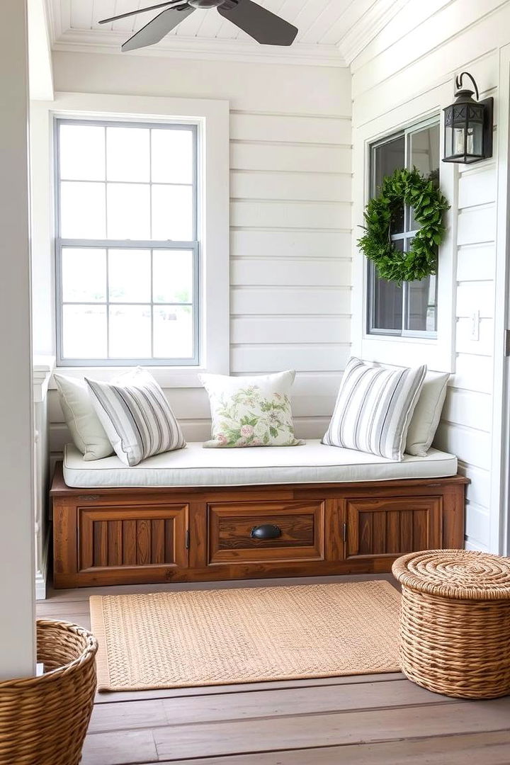 Maximizing Space with Built In Seating - 22 Small Cape Cod Front Porch Ideas