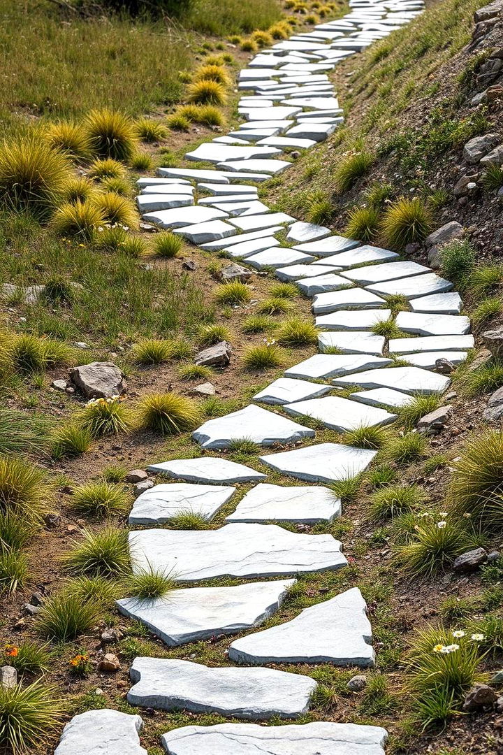 Meandering Path Layout - 22 Stepping Stone Walkway Ideas