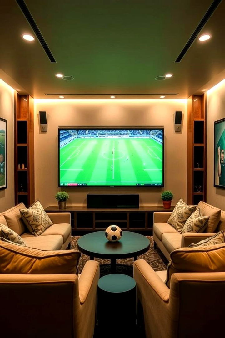 Media Corner for Game Viewing - 22 Soccer Themed Bedroom Ideas