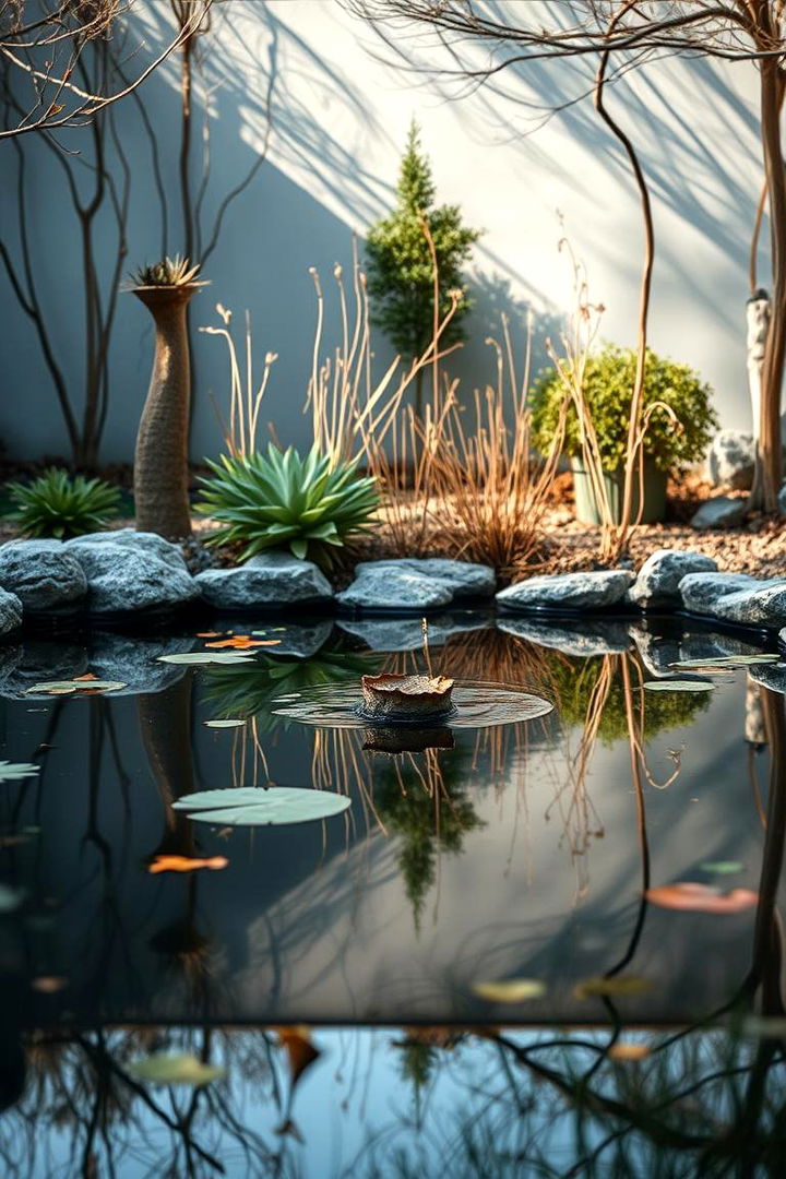 Meditative Reflective Garden Pond - 22 Raised Garden Pond Ideas