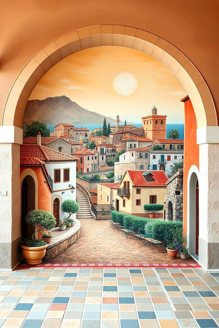 Mediterranean Escape - 22 Bathroom Mural Ideas