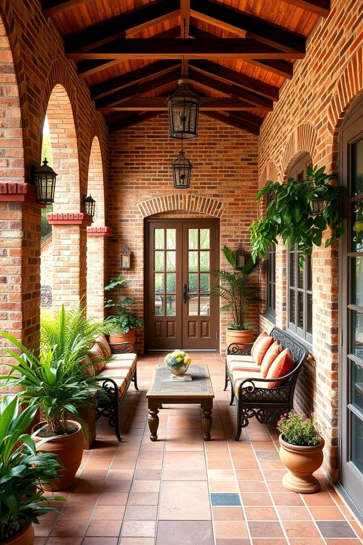 Mediterranean Flair - 22 Brick Floor Sunroom Ideas