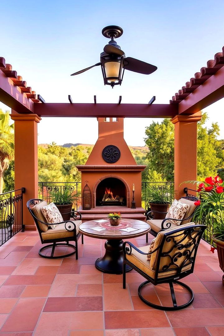 Mediterranean Inspired Haven - 22 Covered Deck With Fireplace Ideas