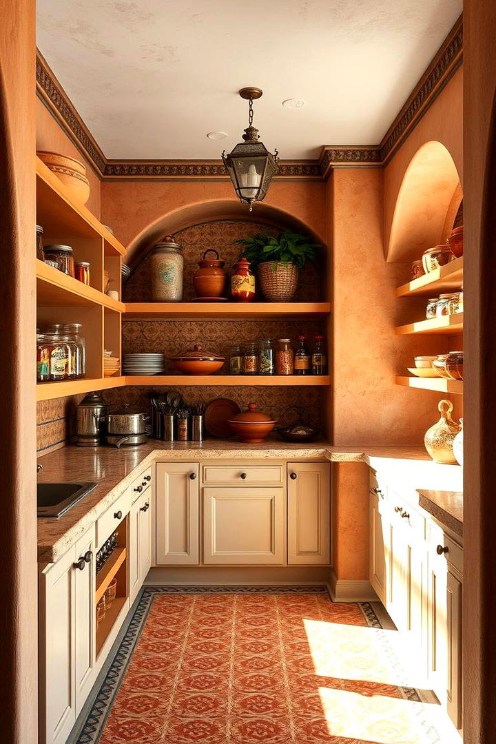 Mediterranean Inspired Warmth - 22 Open Pantry Ideas