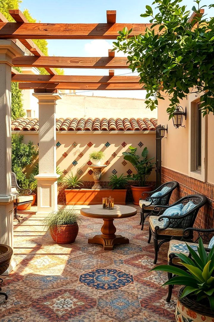 Mediterranean Mosaic Magic - Stylish Patio Tile Ideas to Elevate Your Outdoor Design