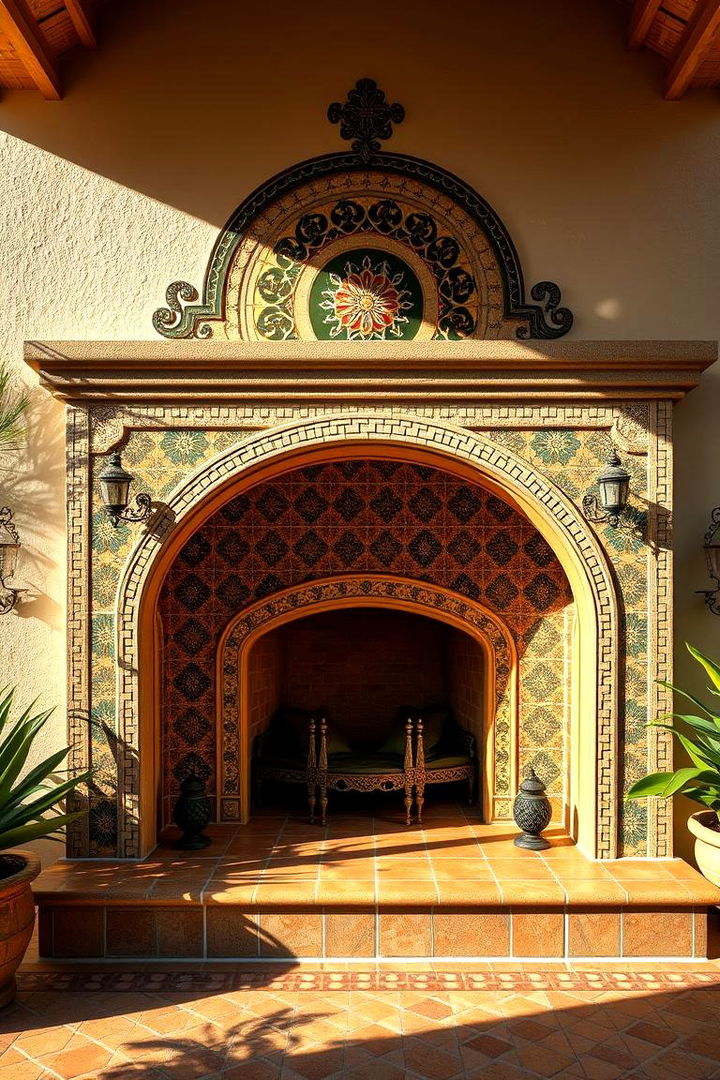 Mediterranean Mosaic - 22 Porch Fireplace Ideas