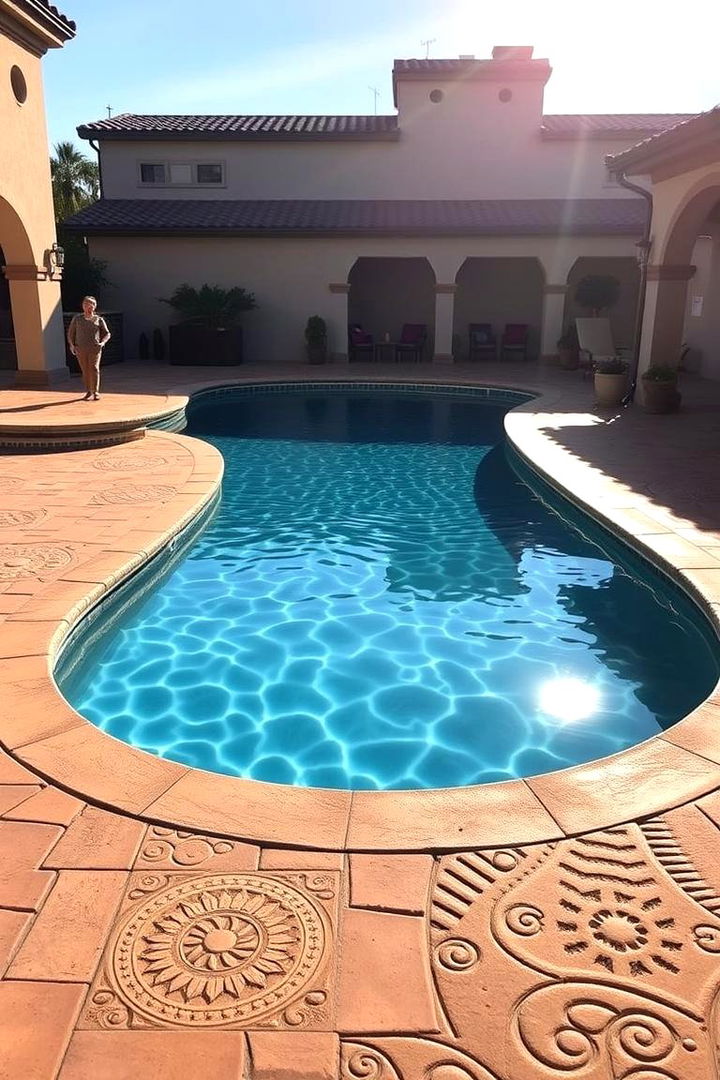 Mediterranean Style Accent - 22 Stamped Concrete Pool Deck Ideas
