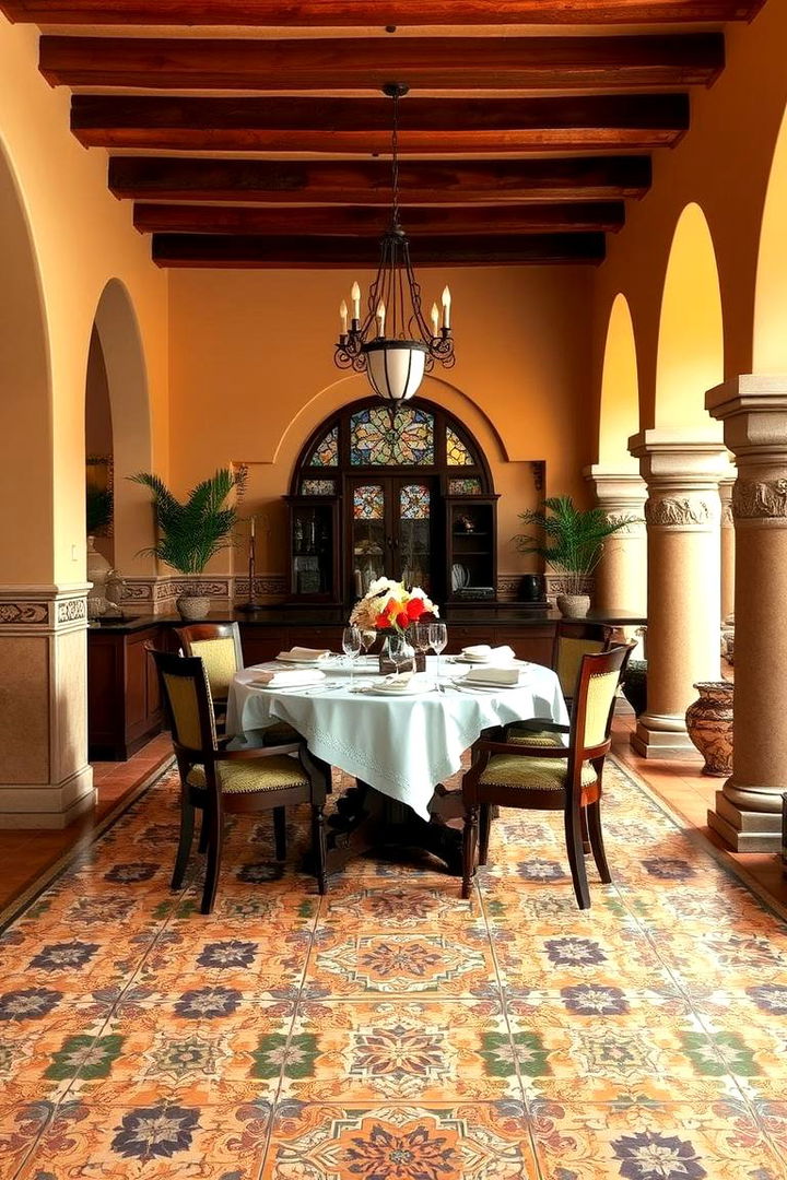 Mediterranean Tiled Flooring Mastery - 22 spanish style dining room ideas