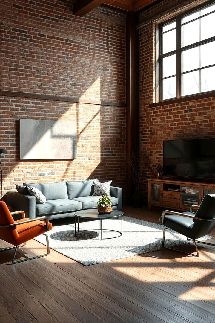 Merging Modern and Rustic Elements - 22 Rustic Living Room With a Brick Fireplace Ideas