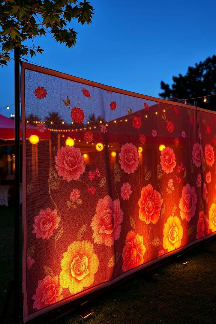 Mesh Fabric with Floral Design Fence - 22 Temporary Fence Ideas
