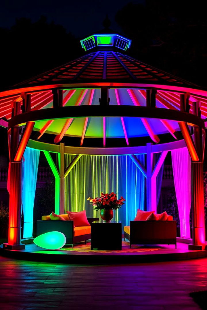 Mesmerizing Color Changing LED Effects - 22 Gazebo Lighting Ideas