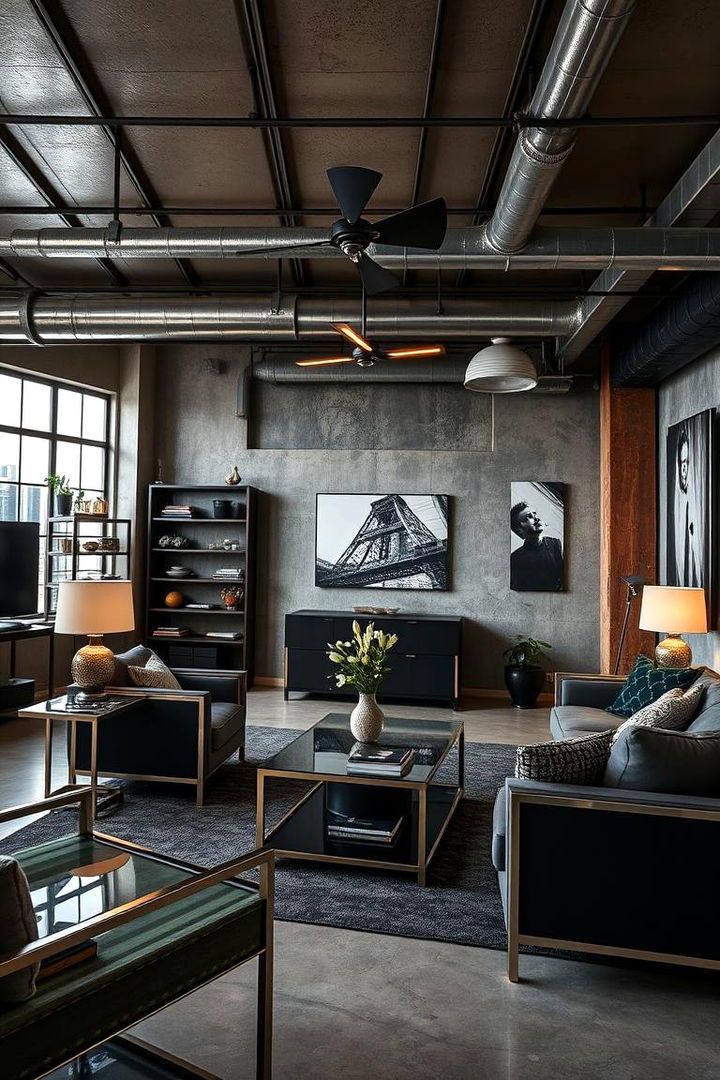 Metal Accents for a Bold Touch - 22 Industrial Living Room Ideas
