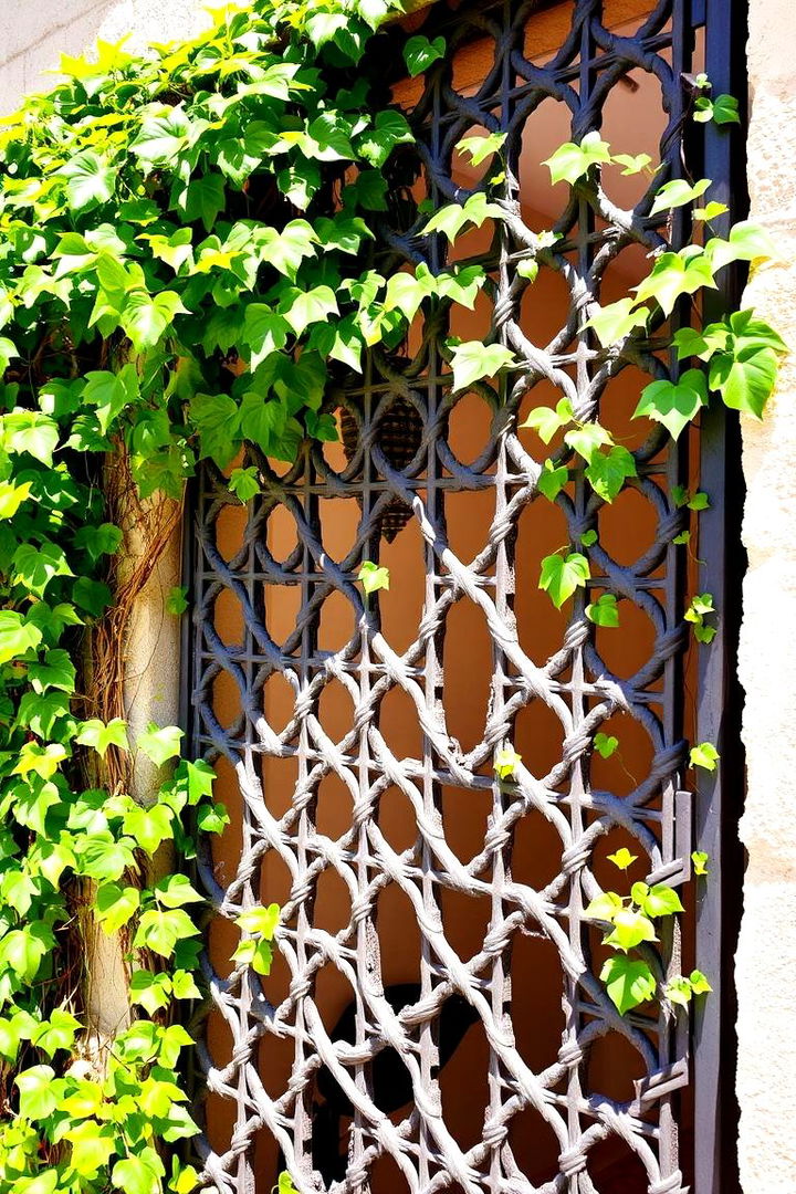 Metal Grille with Vines - 22 Ideas Cheap Ways to Block Neighbors View