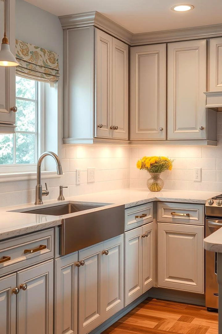 Metallic Accent Details - 22 Painting Kitchen Cabinet Ideas