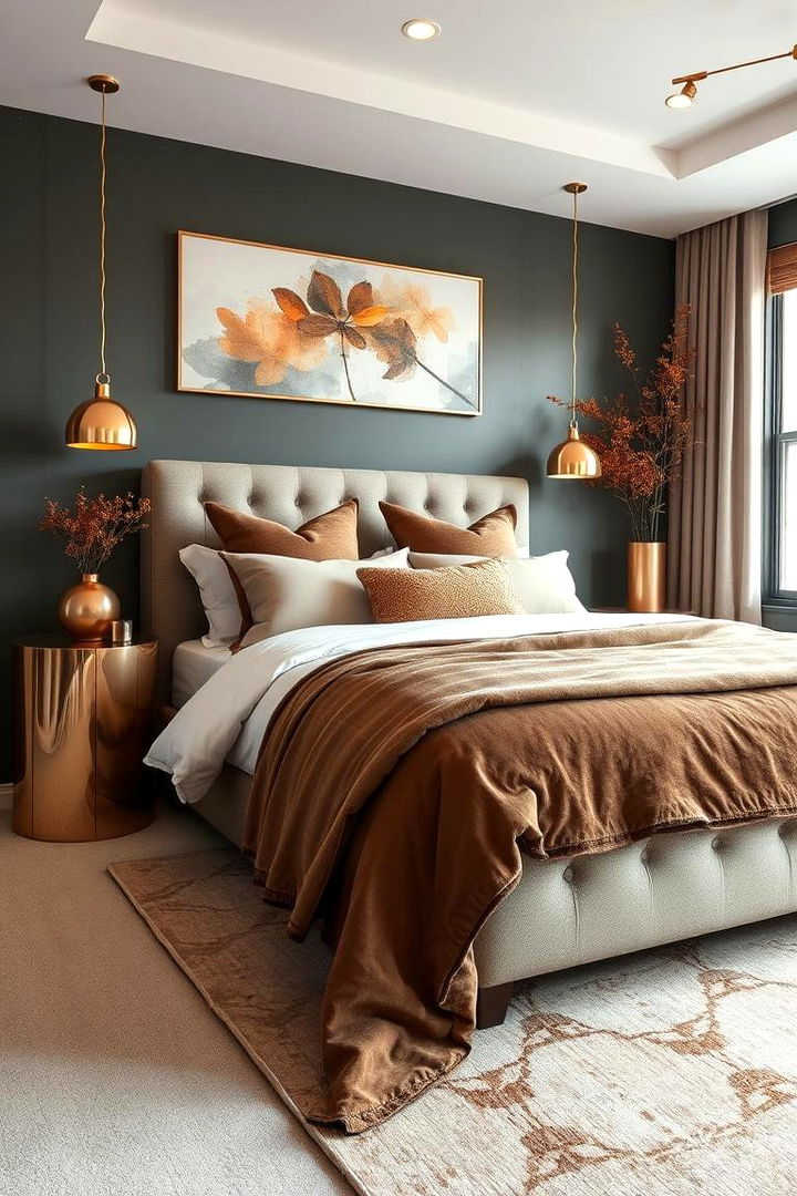 Metallic Accents - 22 Fall Bedroom Decor Ideas