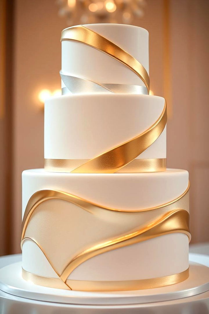 Metallic Accents Cake - 22 Wedding Cake Ideas
