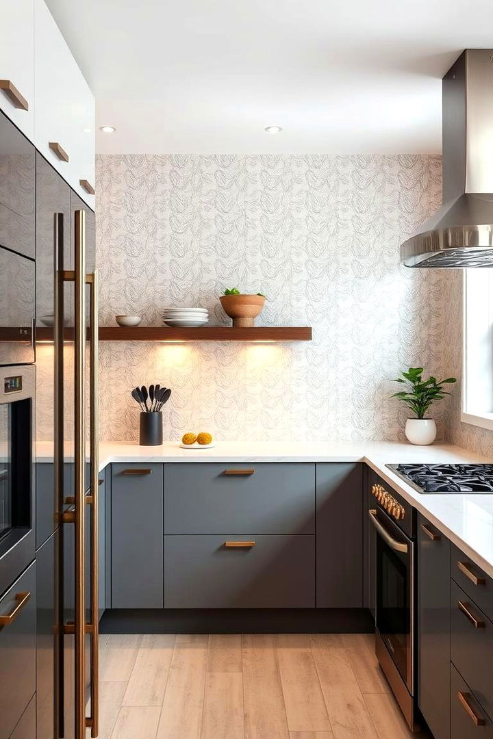 Metallic Accents and Highlights - 22 Kitchen Wallpaper Ideas