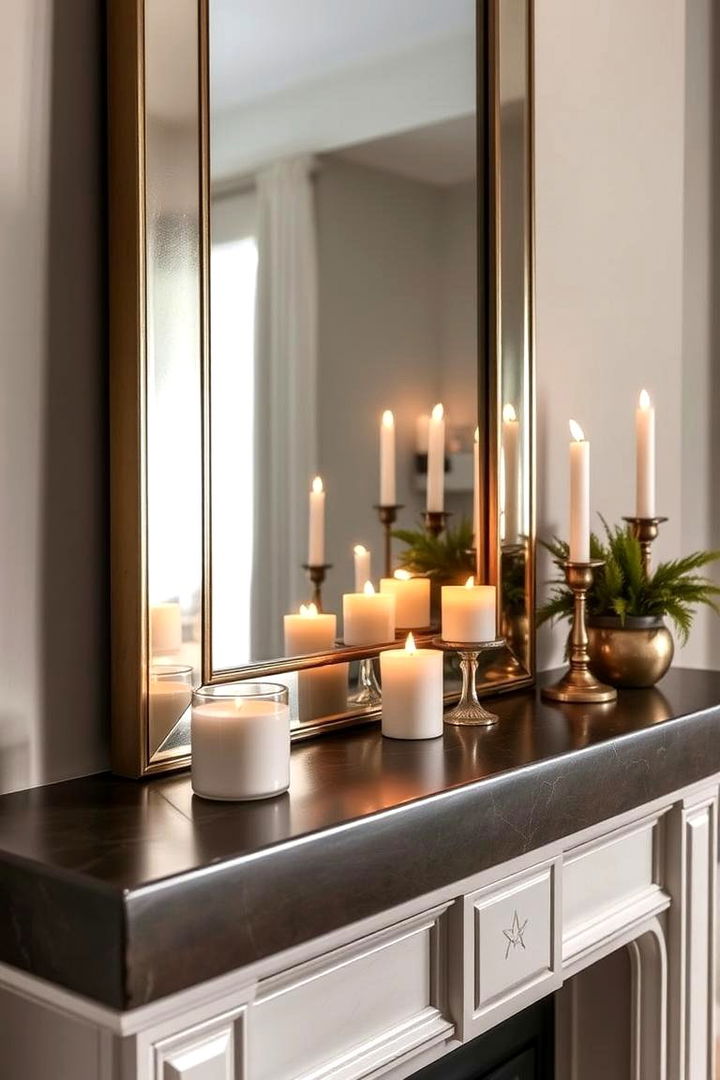 Metallic Accents and Mirrors - 22 Fall Mantel Decor Ideas
