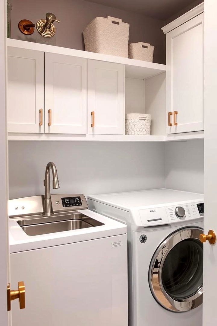 Metallic Accents for Glamour - 22 Laundry Room Decor Ideas