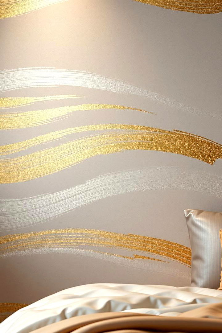 Metallic Accents for Luxurious Vibe - 22 Bedroom Wall Painting Ideas
