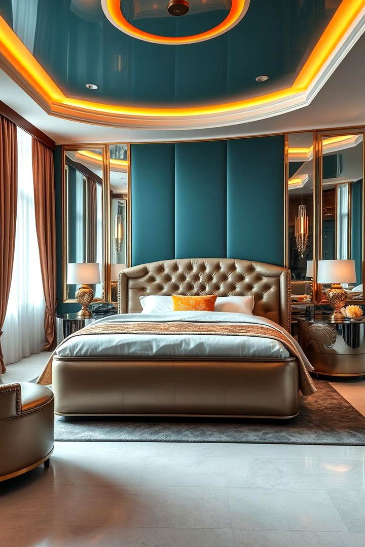 Metallic Accents for a Luxe Finish - 22 Teal and Orange Bedroom Ideas