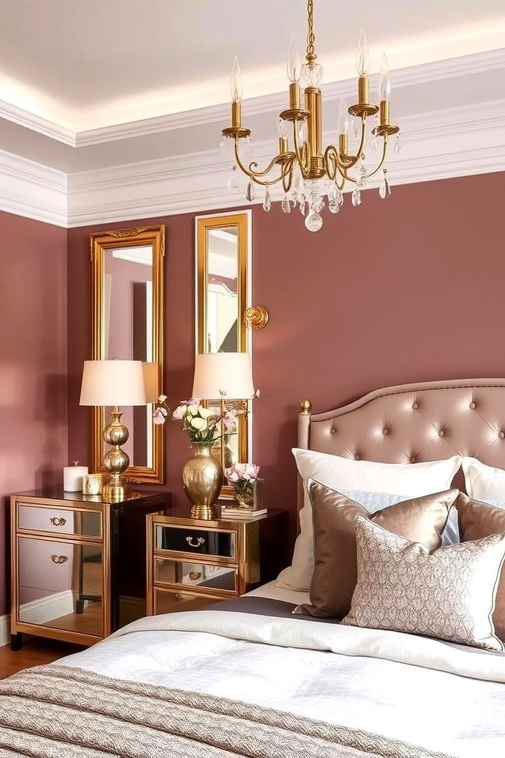 Metallic Accents to Enhance Sophistication - 22 Dusty Rose Bedroom Ideas