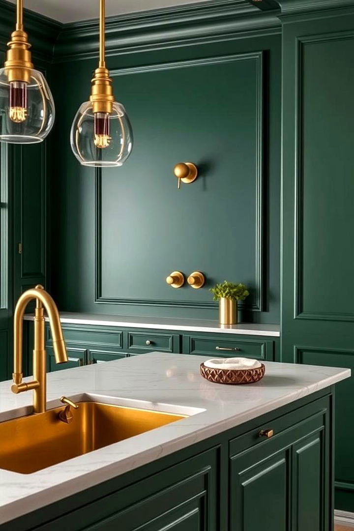 Metallic Accents with Forest Green - 22 Forest Green Bedroom Ideas