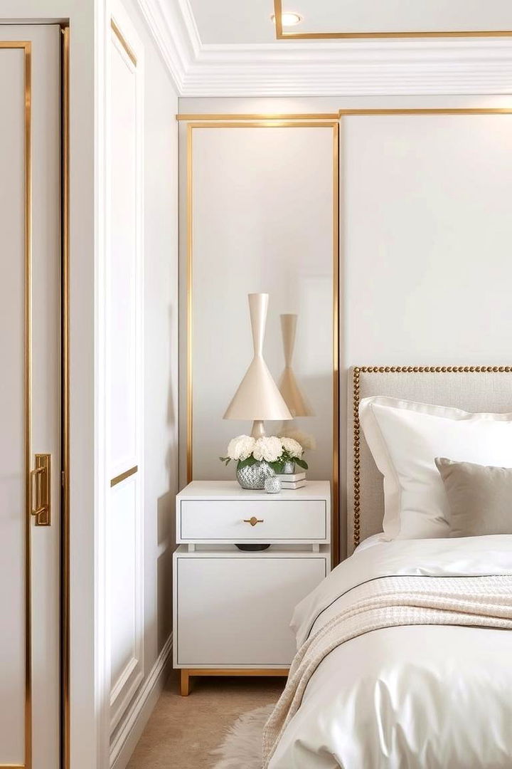 Metallic Detailing Touches - 22 Neutral Bedroom Ideas