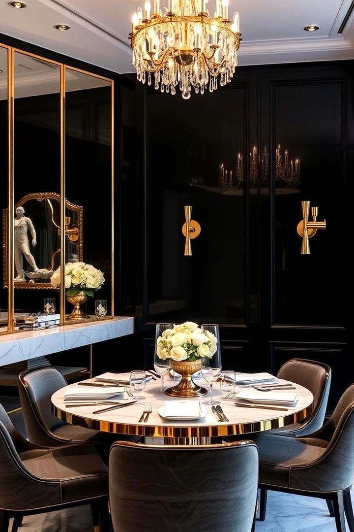 Metallic Elegance Accents - 22 Black Accent Wall Dining Room Ideas