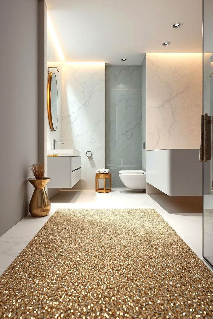 Metallic Embellished Refinement - 22 Bathroom Rug Ideas