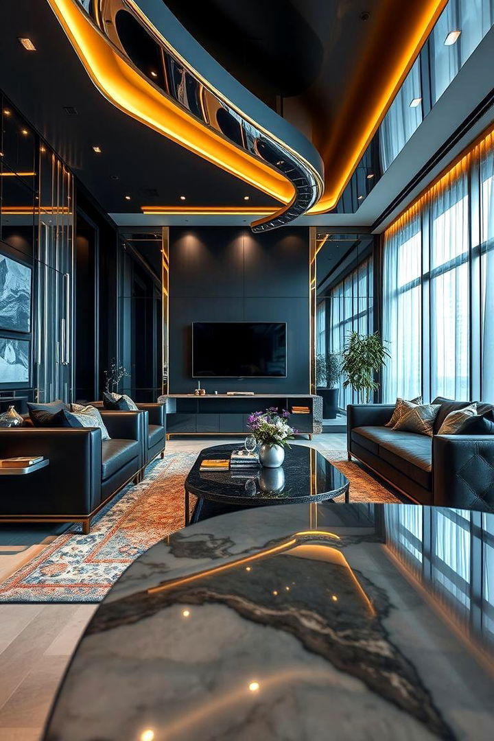 Metallic Finishes - 22 Moody Living Room Ideas