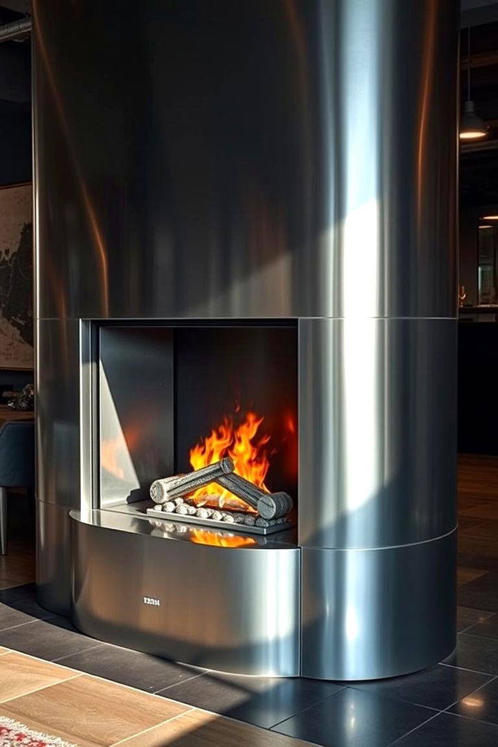 Metallic Finishes for a Bold Look - 22 Fireplace Backsplash Ideas