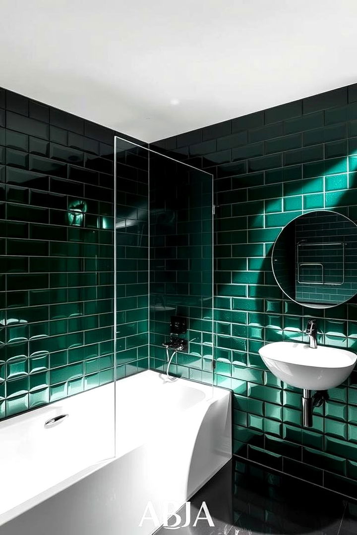 Metallic Green Finishes - 22 Green Bathroom Tile Ideas